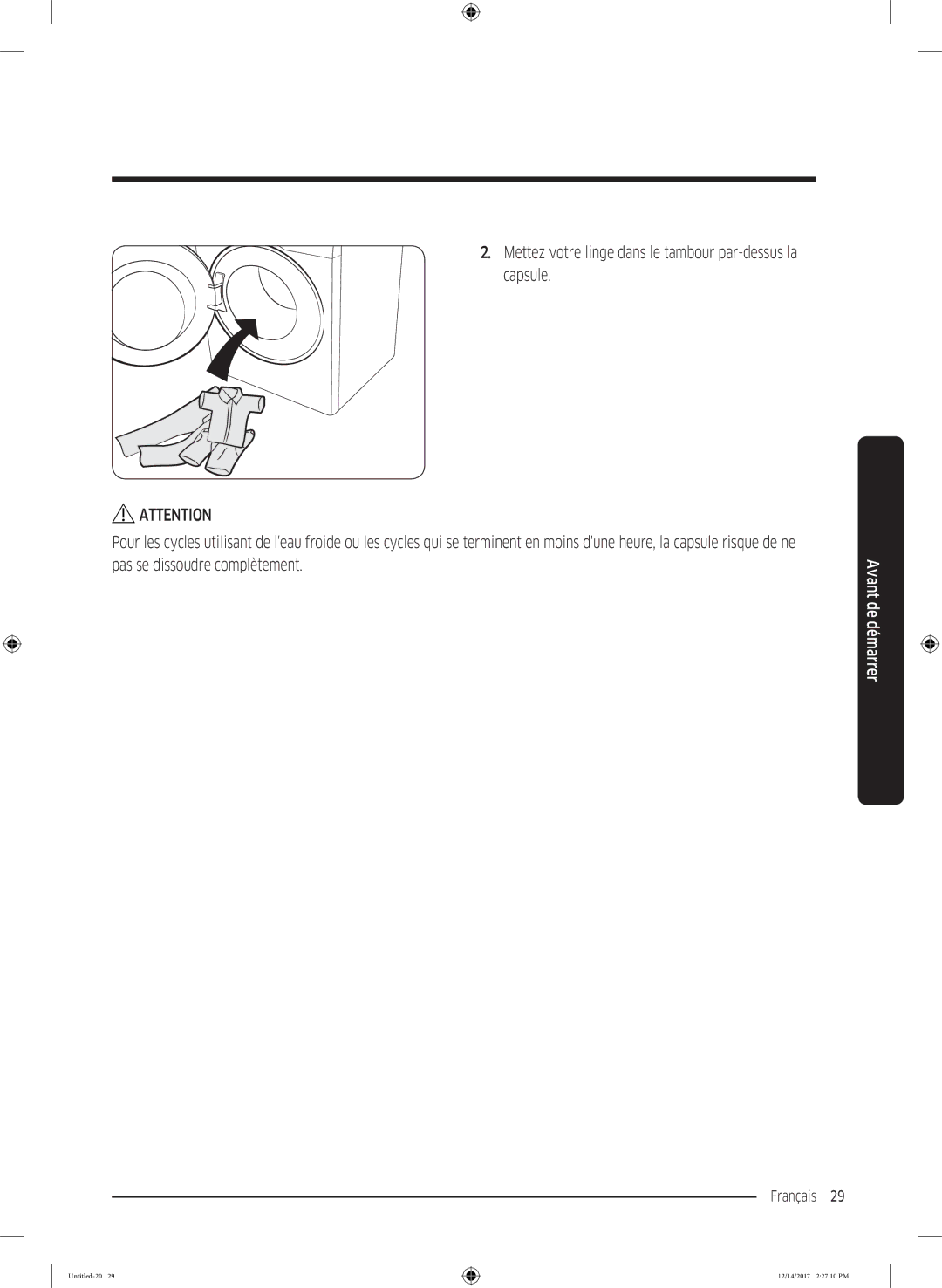 Samsung WW10M86GNOA/EF manual Français 29  